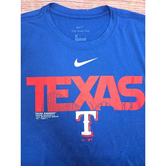 Texas Rangers Nike Dri-Fit Mens Blue TShirt Small - Picture 4 of 8